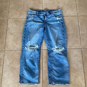 American Eagle Outfitters Relaxed Blue Distressed Jeans 16 Short